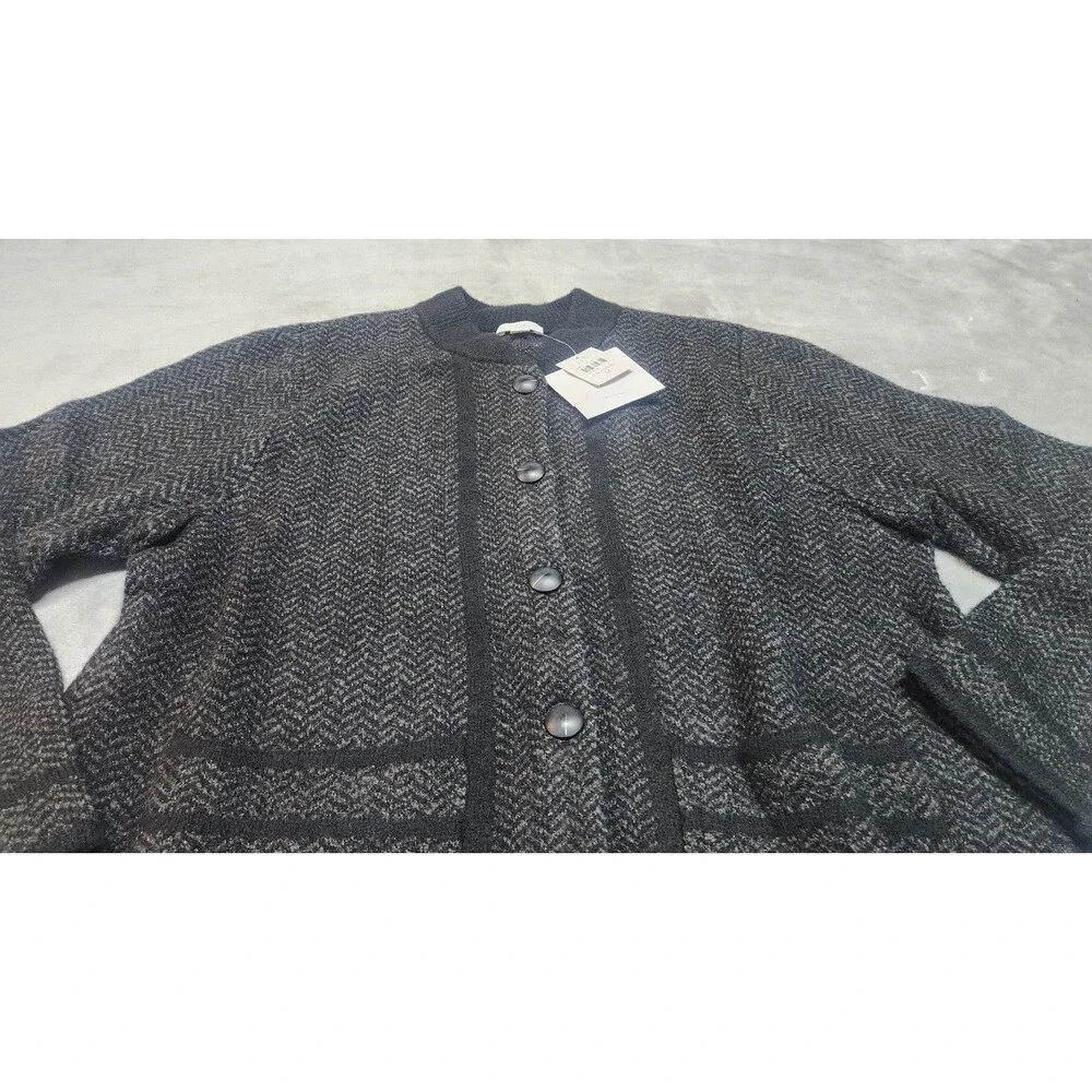 J.Jill Women's Size Medium Black Chevron Sweater Jacket NWT‎ Wool